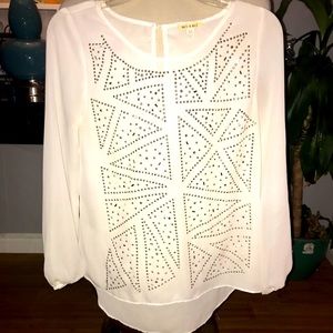 Beautiful winter white with gold detail blouse